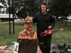 Miner Sculpture Chainsaw Wood Carving July 2014
